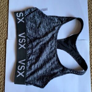 Charcoal grey black sports bra unlined Victoria’s Secret medium used condition
